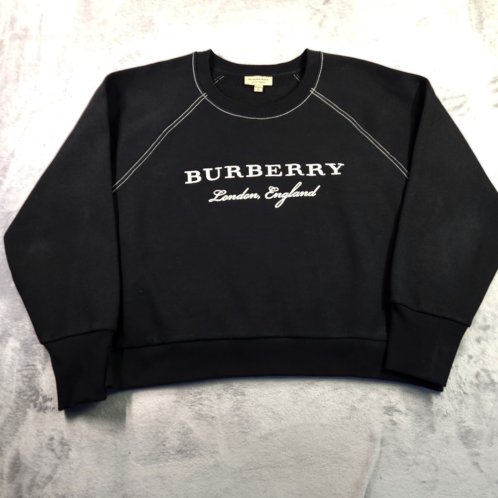 Burberry London England Black Stitch Logo Sweatshirt XL Pullover Designer